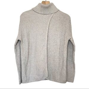 BCBGMAXAZRIA Sweater Cashmere/Cotton Textured Knit Open Tulip Back Turtleneck XS